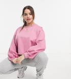 In The Style Plus X Courtney Black Activewear Cropped Sweatshirt With Drawstring Waist In Pink