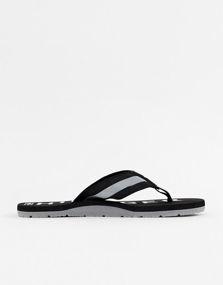 Tommy Hilfiger Bold Logo Beach Webbing Flip Flop In Black - Black