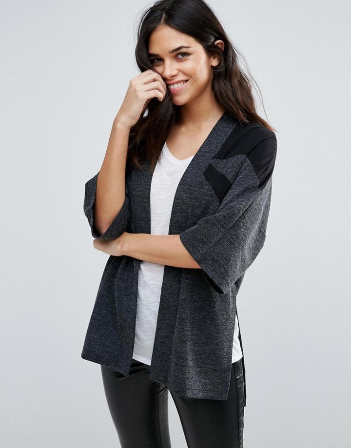 B.young Color Block Cardigan - Gray