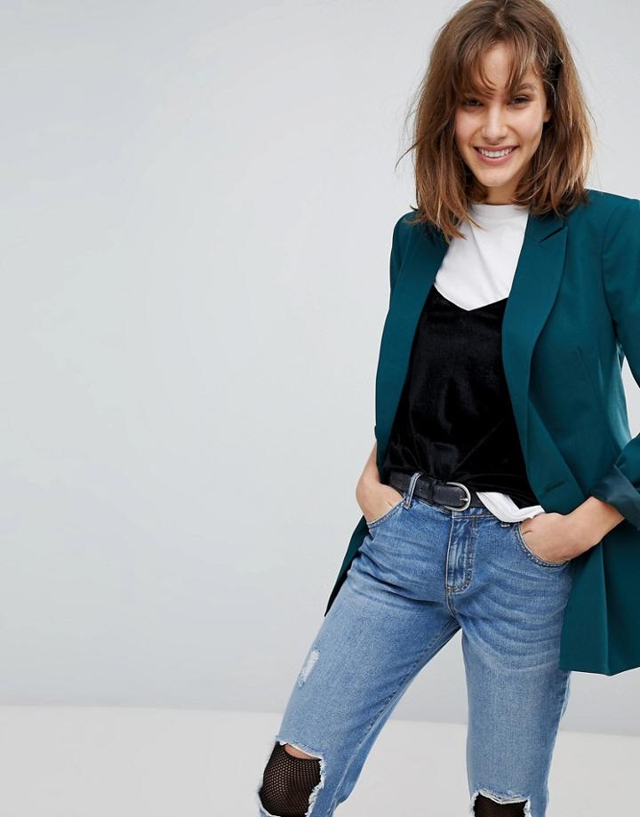 Stradivarius Double Breasted Blazer - Green