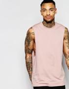 Asos Sleeveless T-shirt With Dropped Armhole In Pink - Pink