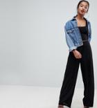 Asos Design Petite Slinky Wide Leg Pants - Black