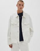 Pull & Bear Oversized Denim Jacket In White-blues