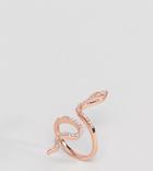Shashi Sterling Silver 18k Rose Gold Plated Large Snake Pave Ring - Gold