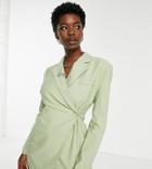 Collusion Slim Blazer In Green-multi