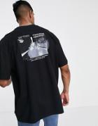 Only & Sons Oversized T-shirt With Palm Back Print In Black