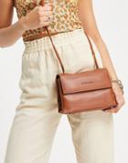 Claudia Canova Foldover Cross Body Bag In Tan-brown