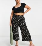 Yours Cropped Wide Leg Pants In Black Floral