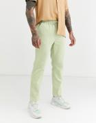 Asos Design Slim Pants In Light Green Cord