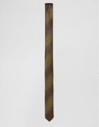 Asos Skinny Tie With Stripe Texture In Khaki - Green