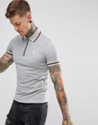 Hype Polo T-shirt In Gray With Half Zip - Gray