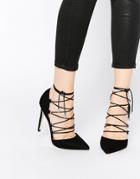 Asos Prop Lace Up Pointed High Heels - Black