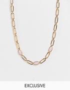 Reclaimed Vintage Inspired Unisex Short Necklace With Lilac Stones In Gold