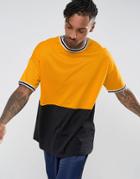 Asos Oversized T-shirt With Mesh Cut & Sew And Monochrome Tipping - Yellow