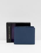 Smith And Canova Leather Wallet In Navy - Blue