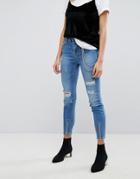 Stradivarius High Waist Jeans With Chain Detail - Blue