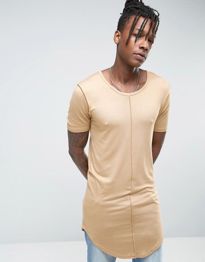 Avior Longline Drapey T-shirt - Stone