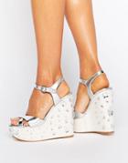 Asos Tidal Wave Jewelled Wedge Sandals - Silver