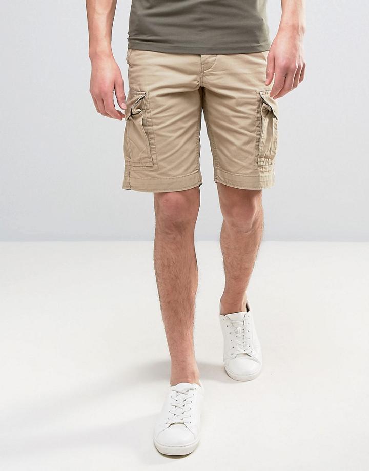 Jack & Jones Intelligence Cargo Shorts In Loose Fit - Stone