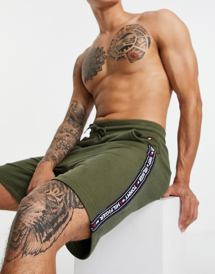 Tommy Hilfiger Lounge Short With Logo Taping In Green