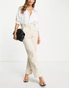 & Other Stories Recycled Polyester Smart Pants With Turn Up In Beige-neutral