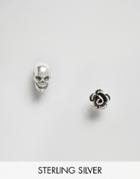 Regal Rose Sterling Silver Life & Death Mis Match Stud Set - Silver
