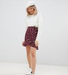 Asos Design Petite Mini Wrap Skirt In Polka Dot Print - Multi