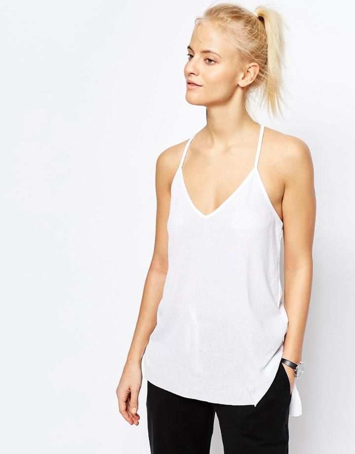 Asos Longline Fancy Rib Cami - White