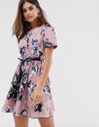 French Connection Short Sleeve Structured Floral Dress