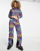 Oosc Wavey Leopard Female Fit Ski Suit In Multi