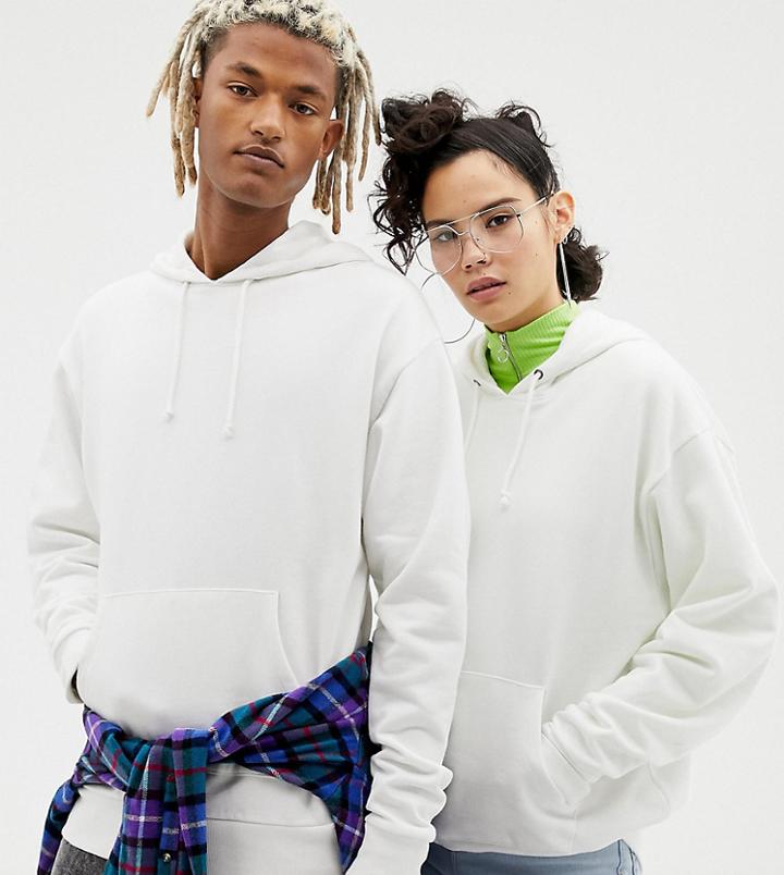 Collusion Unisex Regular Fit Hoodie In White - White