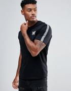 Good For Nothing Muscle T-shirt In Black With Reflective Sleeve Stripe - Black