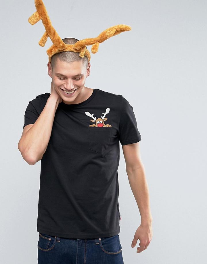 Jack & Jones T-shirt With Holidays Pocket - Black