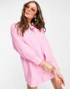 Stradivarius Oversized Poplin Shirt In Pink