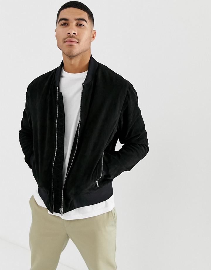 Bolongaro Trevor Suede Bomber Jacket - Black