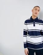 Mango Man Block Striped Rugby In Navy - Navy