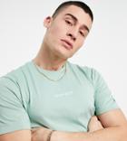 Calvin Klein Exclusive To Asos Center Logo T-shirt In Teal-green