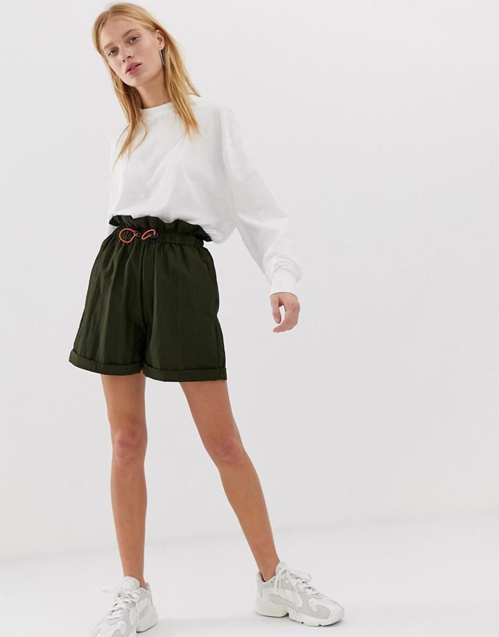 Asos Design Parachute Short With Draw Cord - Green
