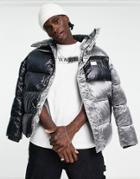 Tommy Jeans Metallic Capsule Color Block Hooded Puffer Jacket In Multi-black