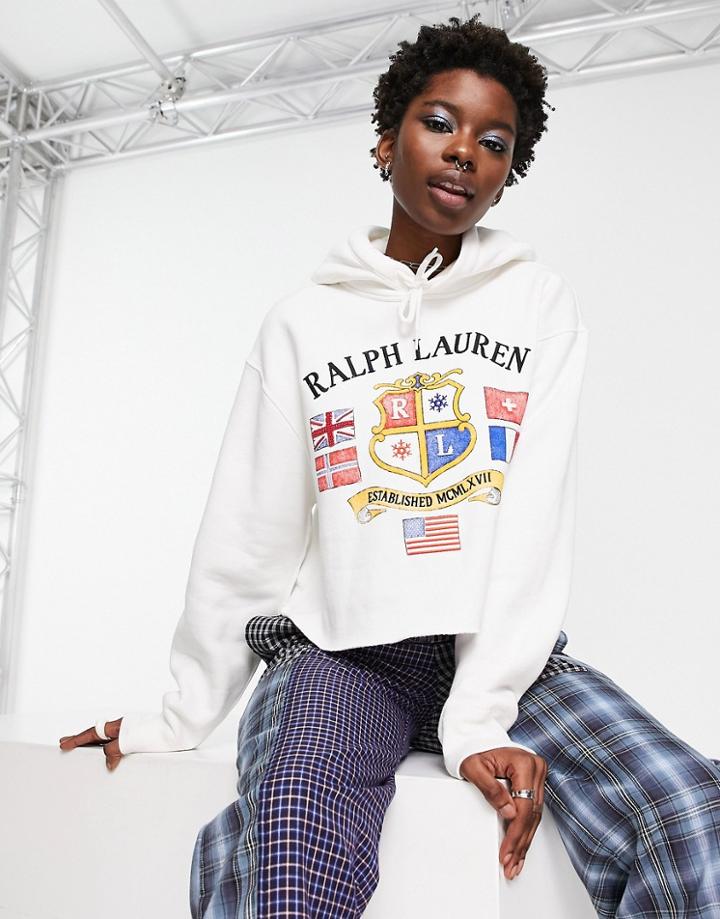 Polo Ralph Lauren Logo Hoodie In Cream-white