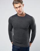 New Look Sweater In Gray With Gray Shoulder Patch - Gray