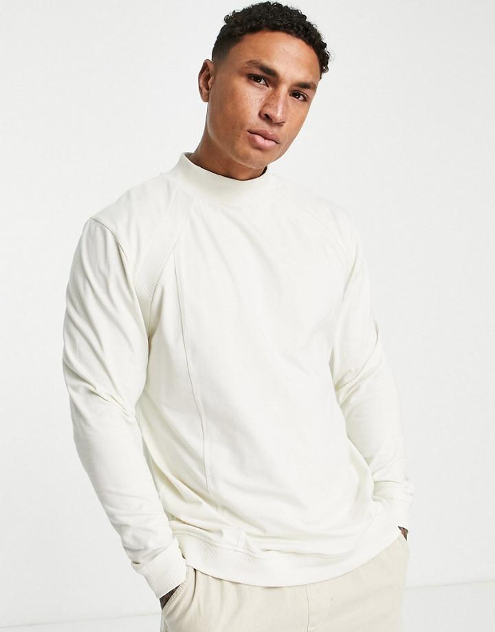 Asos Design Oversized Long Sleeve T-shirt With Roll Neck In Light Gray-neutral