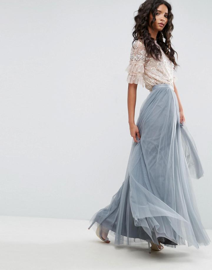 Needle & Thread Tulle Maxi Skirt - Gray
