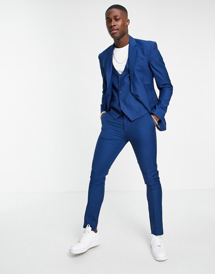 New Look Skinny Suit Pant In Bright Blue-blues