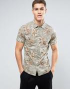 Jack & Jones Vintage Short Sleeve Shirt With All Over Print - Green