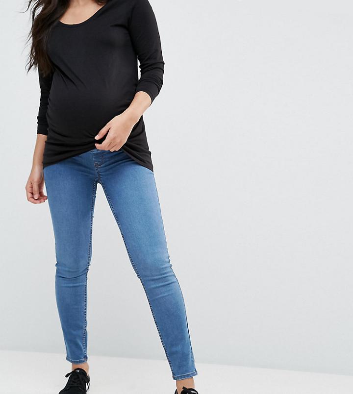 New Look Maternity Over The Bump Skinny Jegging In Blue