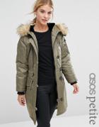 Asos Petite Luxe Parka With Ma1 Detail - Gray