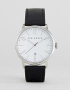 Ted Baker Daniel Leather Watch In Black - Black