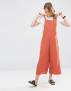 Asos Pinafore Jumpsuit With Culotte Leg - Rust