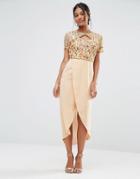 Virgos Lounge Embellished Sweetheart Midi Dress With Wrap Skirt - Pink